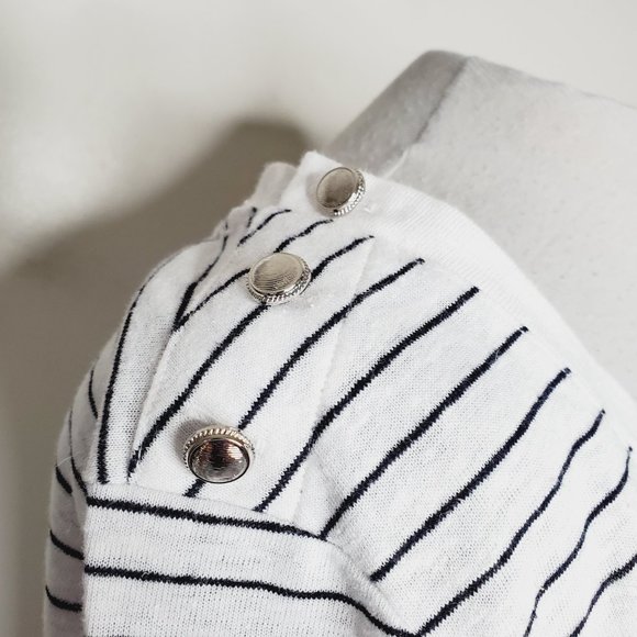 Talbots T-Shirt Linen Striped Lightweight White 1X - Picture 5 of 9